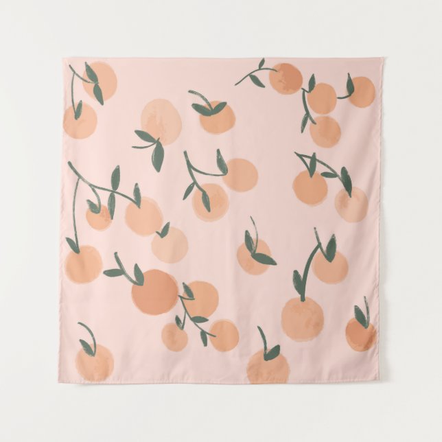Watercolor orange fruits seamless pattern tapestry (Front)