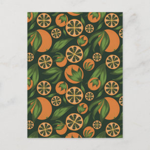 Watercolor Orange Green Fruit Pattern  Postcard