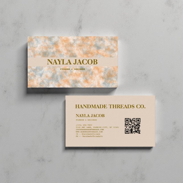 Watercolor Orange & Grey Handmade Clothing  Business Card (Creator Uploaded)