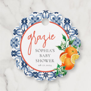 Watercolor Orange Italian Grazie  Favour Tags