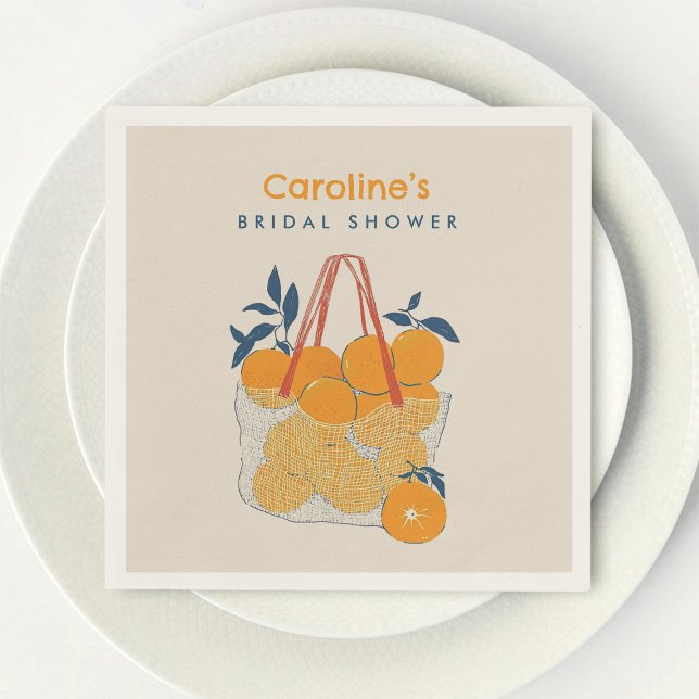 Watercolor Orange Juice Bridal Branch & Lunch  Napkin (Creator Uploaded)