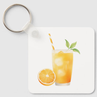 Watercolor Orange Juice Key Ring