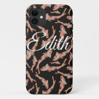 Watercolor Orange Koi Fish Black Personalised