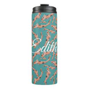 Watercolor Orange Koi Fish Turquoise Personalised Thermal Tumbler