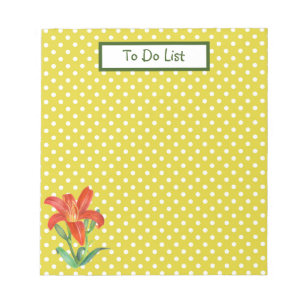 Watercolor Orange Lily Botanical Illustration Notepad