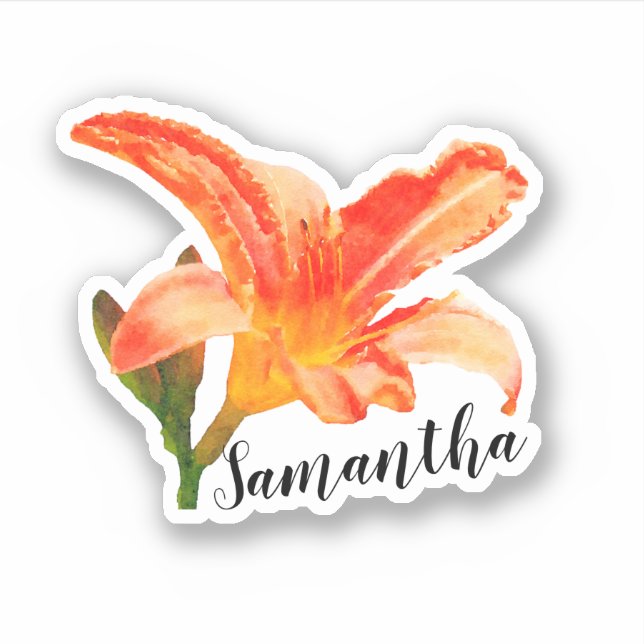 Watercolor Orange Lily Name (Front)