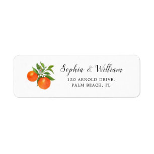 Watercolor Orange on White return address  Label