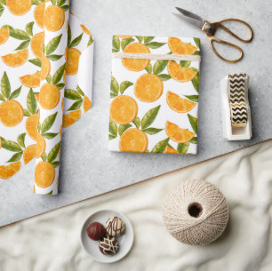 Watercolor Orange Pattern Wrapping Paper