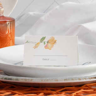 Watercolor Orange Poppy Flower Place Cards
