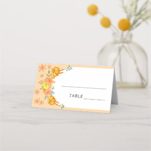Watercolor Orange Pumpkin Arch place card