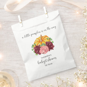 Watercolor orange Pumpkin baby shower Favour Bag