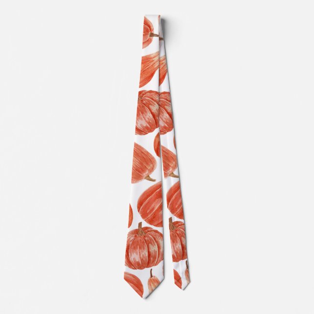Watercolor Orange Pumpkin Pattern   Tie (Front)