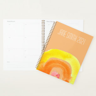 Watercolor orange rainbow colourful design planner