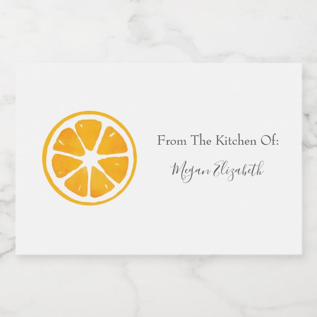  Watercolor Orange Slice Food Label (Single Label)