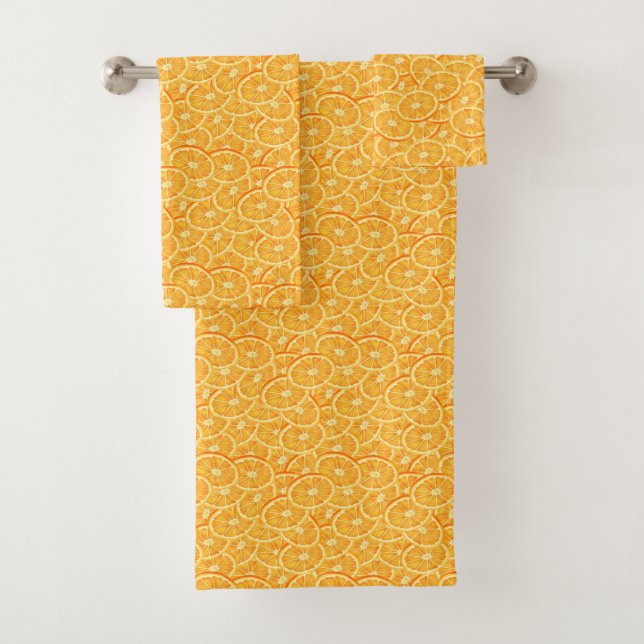 Watercolor Orange Slices Bath Towel Set (Insitu)