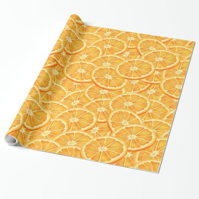 Watercolor Orange Slices Wrapping Paper (Unrolled)