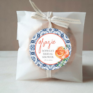 Watercolor Orange Spritz Grazie Favours Classic Round Sticker