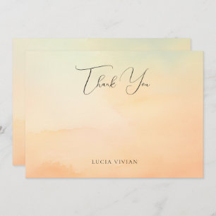 Watercolor Orange Sunset Cloud 9 Bridal Thank You Card