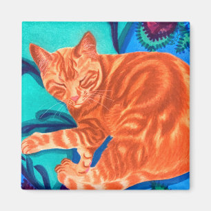 Watercolor Orange Tabby Cat Magnet