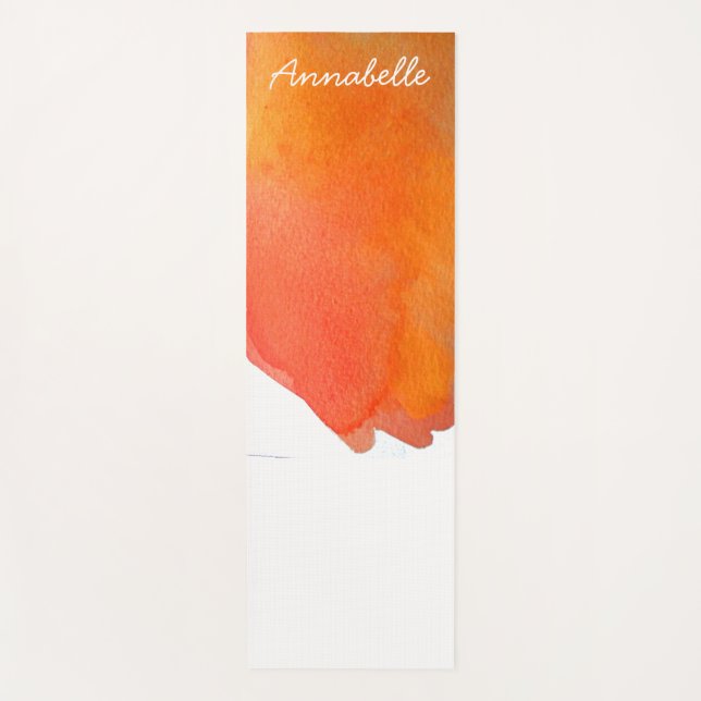 Watercolor orange vibrant energetic art yoga mat (Front)