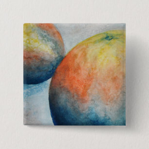 watercolor oranges 15 cm square badge