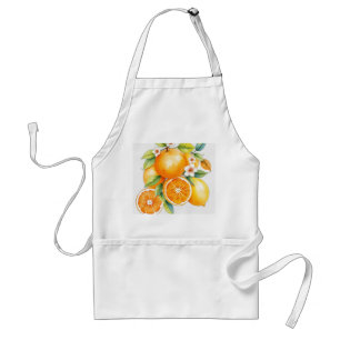 Watercolor Oranges and Lemons with Floral Accents Standard Apron