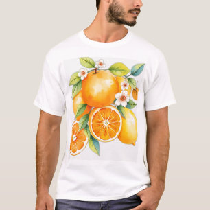 Watercolor Oranges and Lemons with Floral Accents T-Shirt