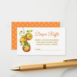 Watercolor Oranges Baby Shower Diaper Raffle Dots Enclosure Card