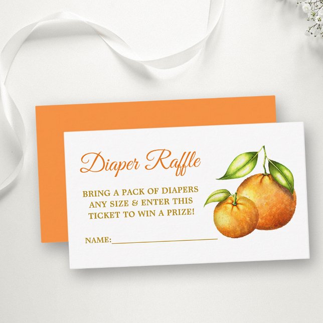 Watercolor Oranges Baby Shower Diaper Raffle Enclosure Card (Customize to change text color, style, text size or color of back of card.)