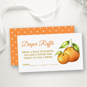 Watercolor Oranges Baby Shower Dots Diaper Raffle Enclosure Card