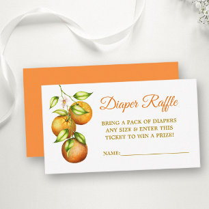 Watercolor Oranges Baby Shower Gold Diaper Raffle Enclosure Card