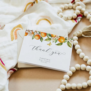 Watercolor Oranges Baby Shower Thank You Card