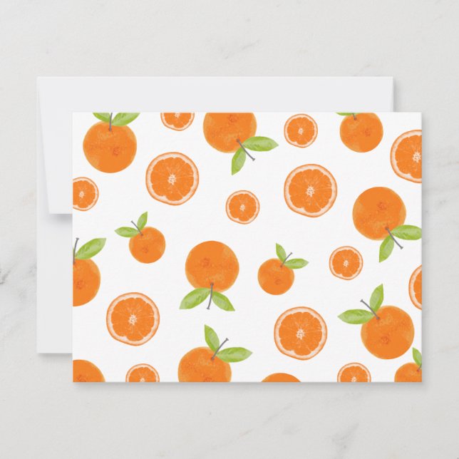 Watercolor Oranges Citrus Fruit Card (Front)