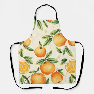 Watercolor Oranges Citrus Pattern Apron