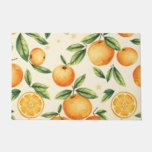 Watercolor Oranges Citrus Pattern Doormat