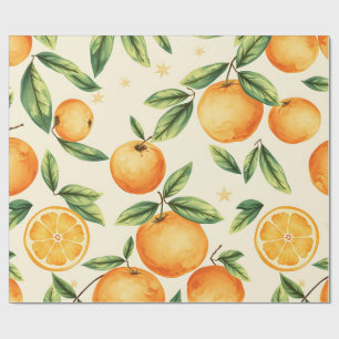 Watercolor Oranges Citrus Pattern Wrapping Paper