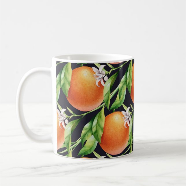 Watercolor Oranges: Citrus Seamless Pattern Coffee Mug (Left)