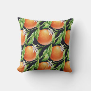 Watercolor Oranges: Citrus Seamless Pattern Cushion