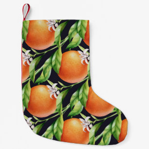 Watercolor Oranges: Citrus Seamless Pattern Small Christmas Stocking