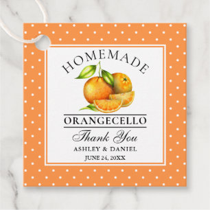Watercolor Oranges Dots Orangecello Wedding Thanks Favour Tags