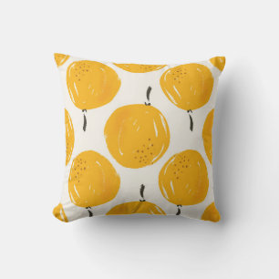 Watercolor oranges fruit hand painted illustration cushion