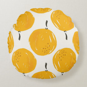 Watercolor oranges fruit hand painted illustration round cushion