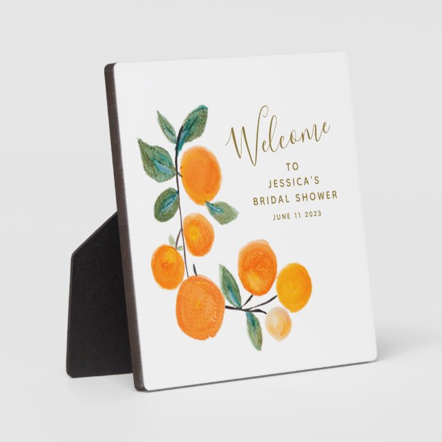 Watercolor Oranges Fruit Rustic Bridal Shower  Plaque (Front)