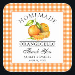 Watercolor Oranges Orangecello Wedding Thank You Square Sticker<br><div class="desc">Elegant Watercolor Oranges Homemade Orangecello Wedding Thank You Stickers - Rustic Orange Gingham Plaid</div>