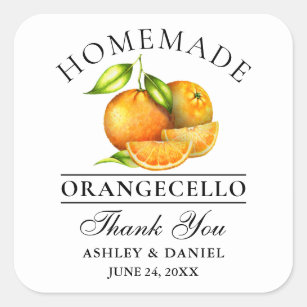 Watercolor Oranges Orangecello Wedding Thanks Square Sticker
