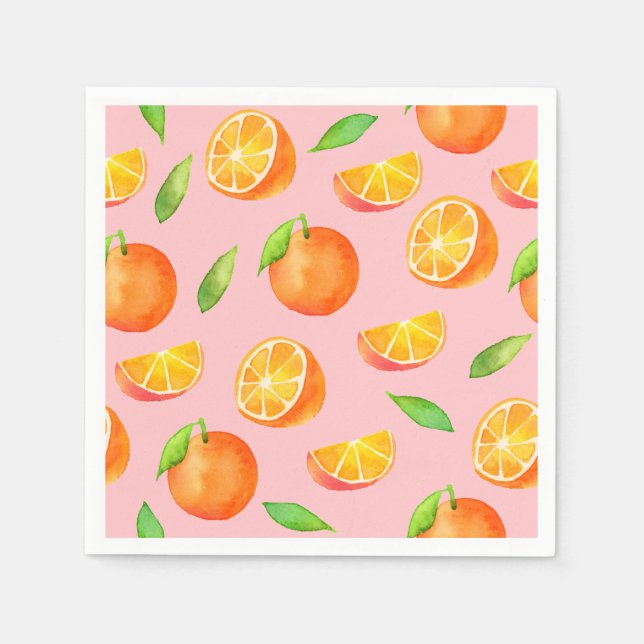 Watercolor Oranges Pattern Napkin (Front)