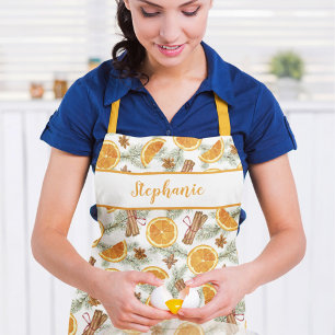Watercolor Oranges Pattern Personalised Apron