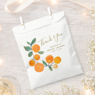 Watercolor Oranges Rustic Thank You Bridal Shower Favour Bag
