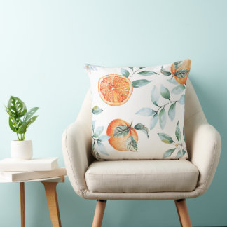 Watercolor Oranges Throw Pillow