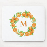 Watercolor Oranges Wreath Tropical Monogram